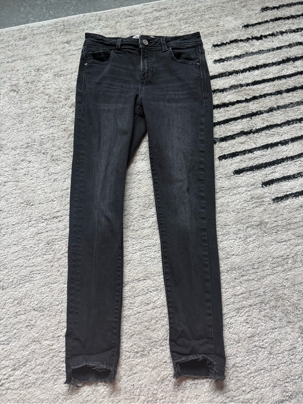 Zara Black Skinny Jeans with Raw Hem